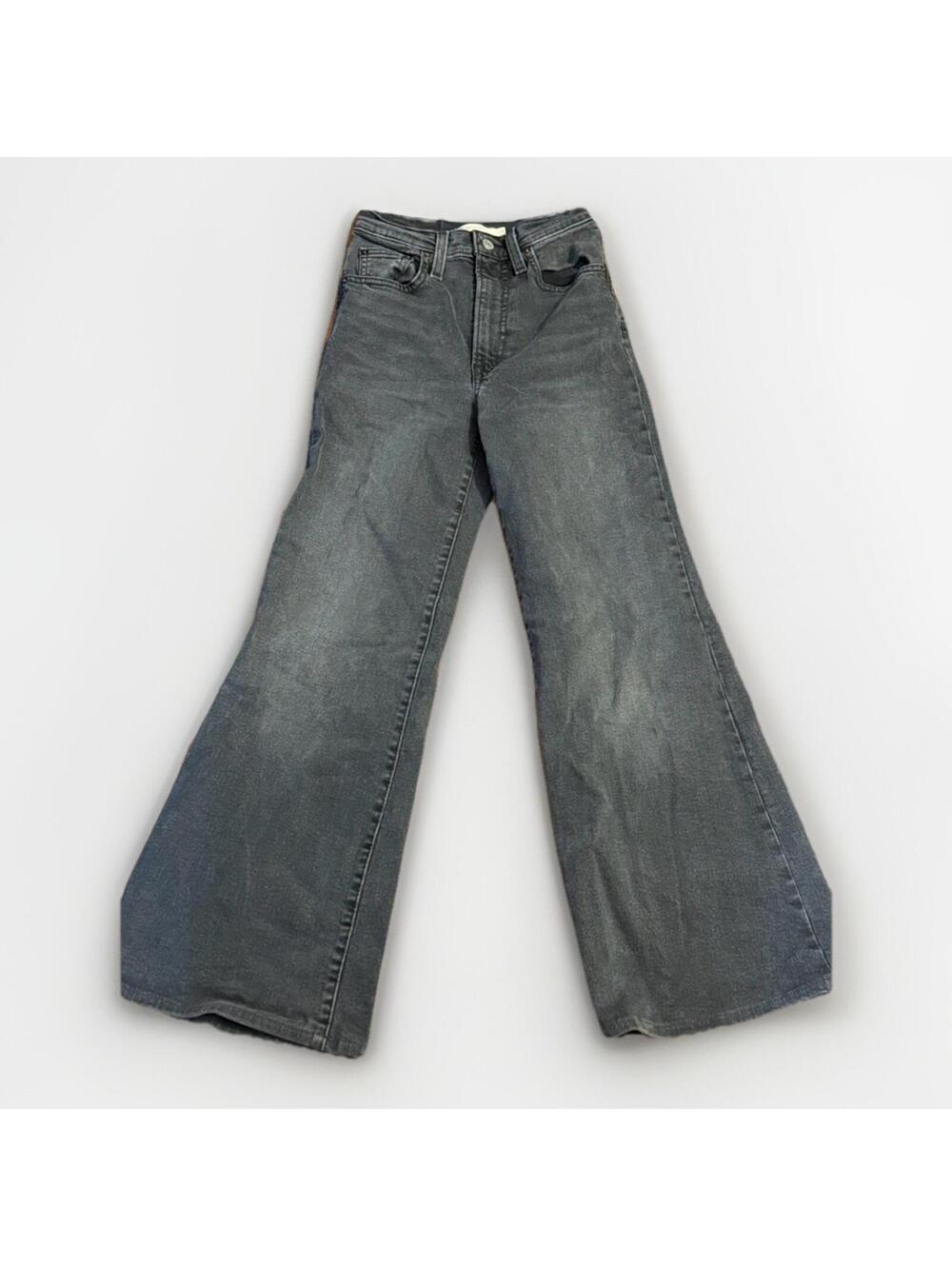 Levi's Ribcage Bell Jeans Women 24 Black High Rise Flare Denim